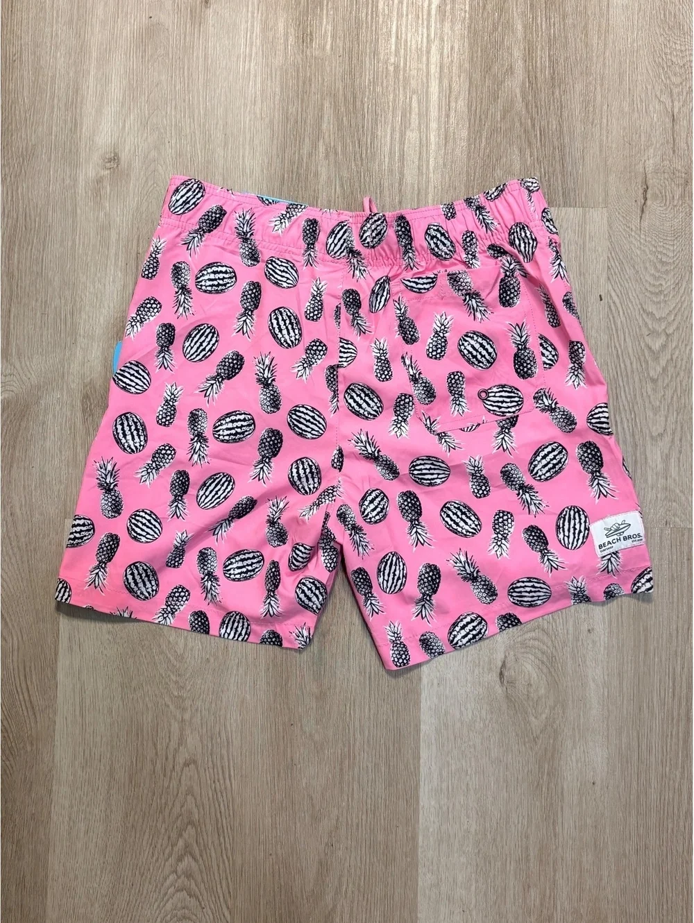 Beach Bros Pink & Black Swim Trunks Men’s Size Medium Pineapple Pattern Beach